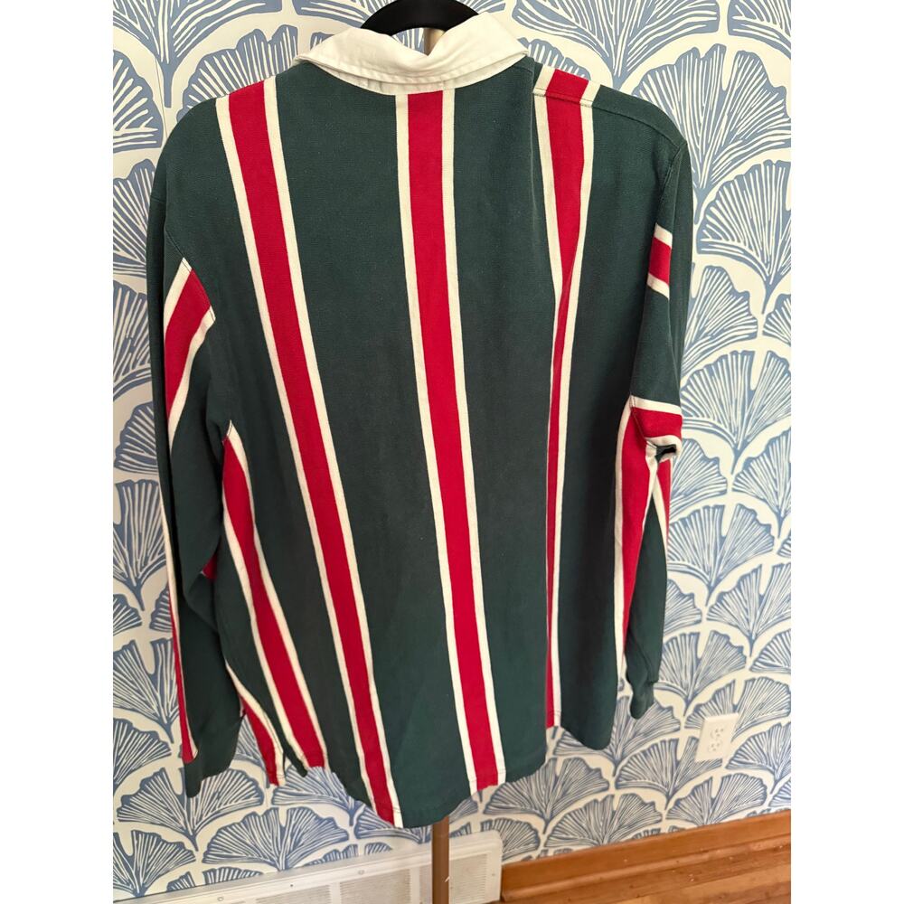 Vintage 90s Polo Ralph Lauren Red & Green Rugby Long Sleeve, Large - Picture 2 of 7